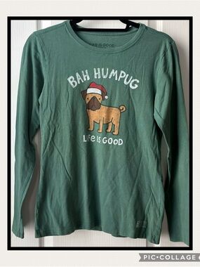 Life Is Good Bah Humpug Long Sleeve Green Crusher Tee